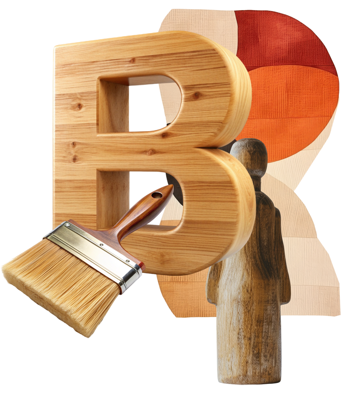 Letra "B" de madera que representa el blog